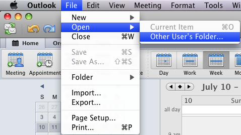 Remove shared calendar outlook mac